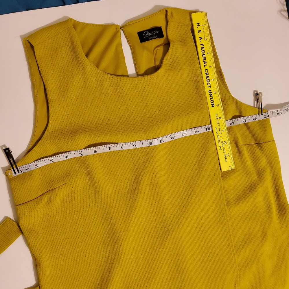 Dresses Yessica Mustard Yellow Sleeveless Builted Midi Dress Sz 42 (EUR) - Picture 6 of 10